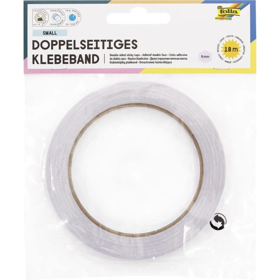 Kahepoolne läbipaistev teip, 5 mm x 18 mKahepoolne läbipaistev teip, 5 mm x 18 m.webp