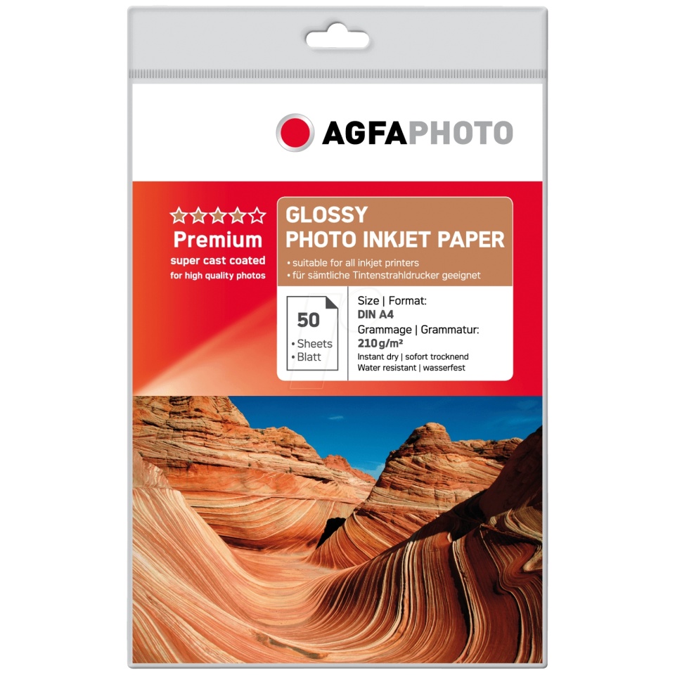 Fotopaber A4 210g glossy 50tk AgfaPhoto