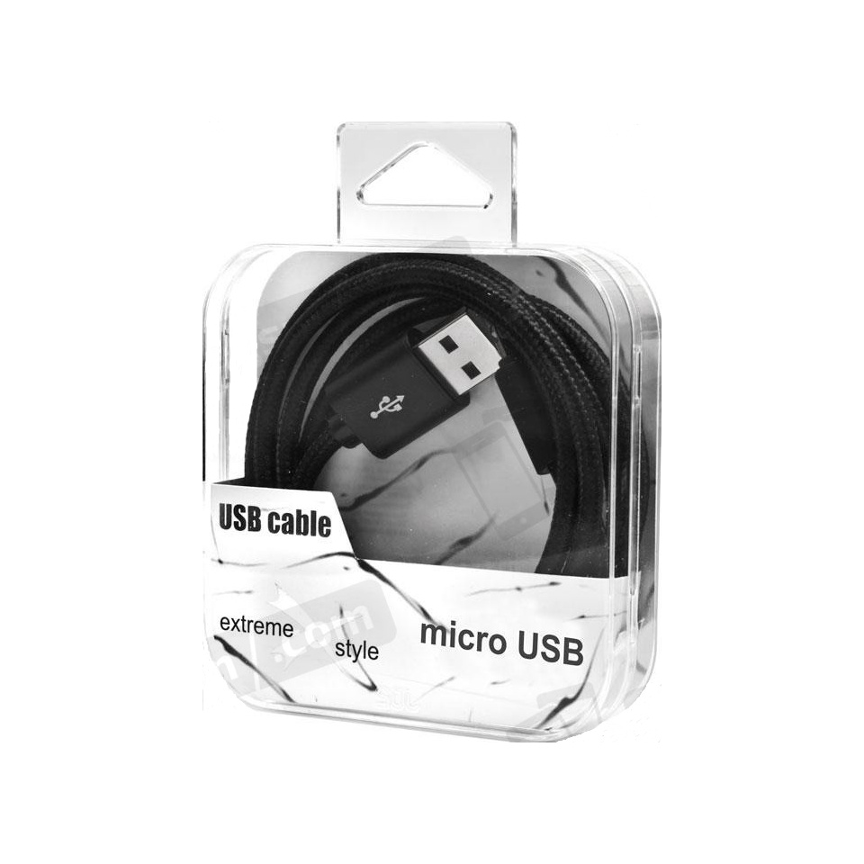 Kaabel microUSB-USB Braided Strong Black