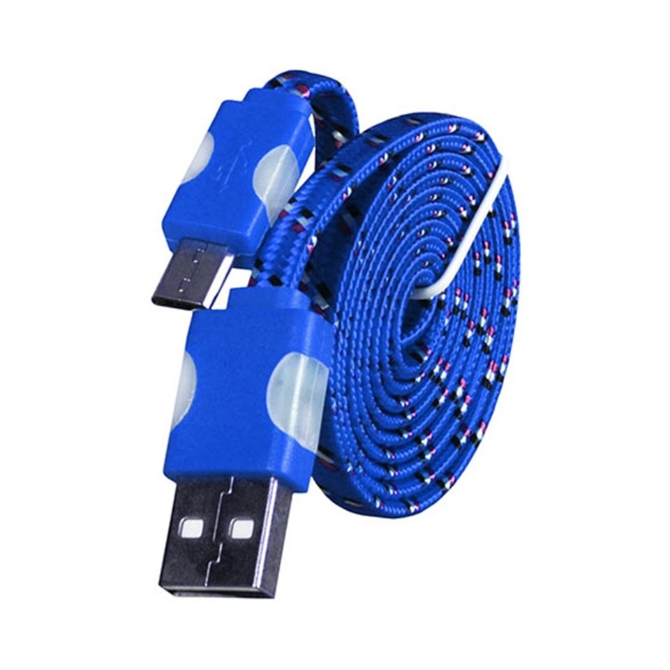 Kaabel microUSB Nylon LED 1m Blue