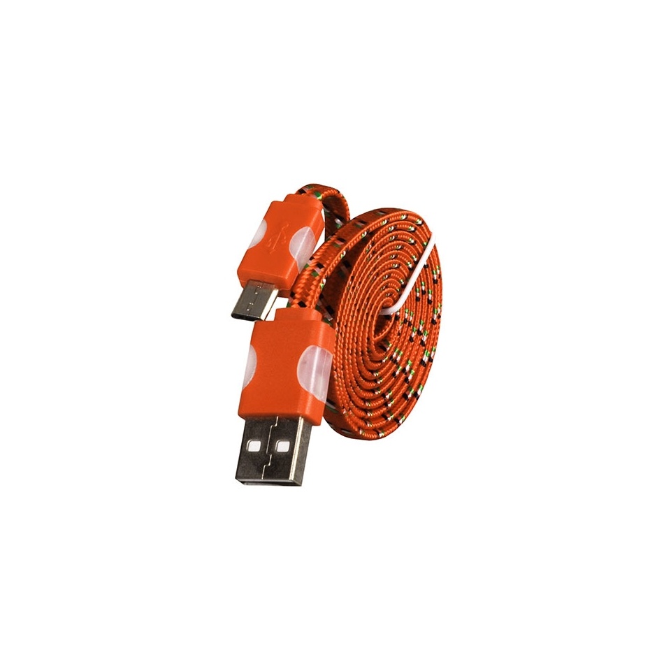 Kaabel microUSB Nylon LED 1m Orange