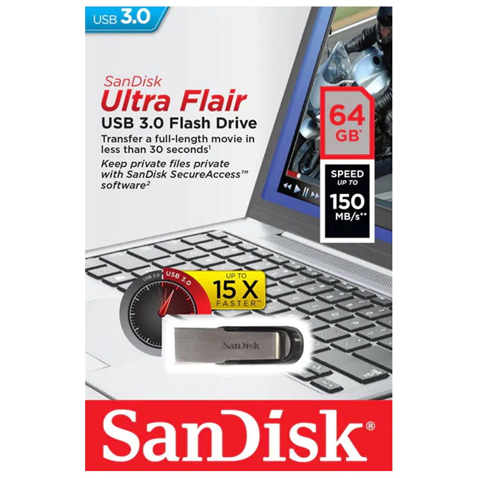 Mälupulk 64GB Sandisk Ultra Flair black