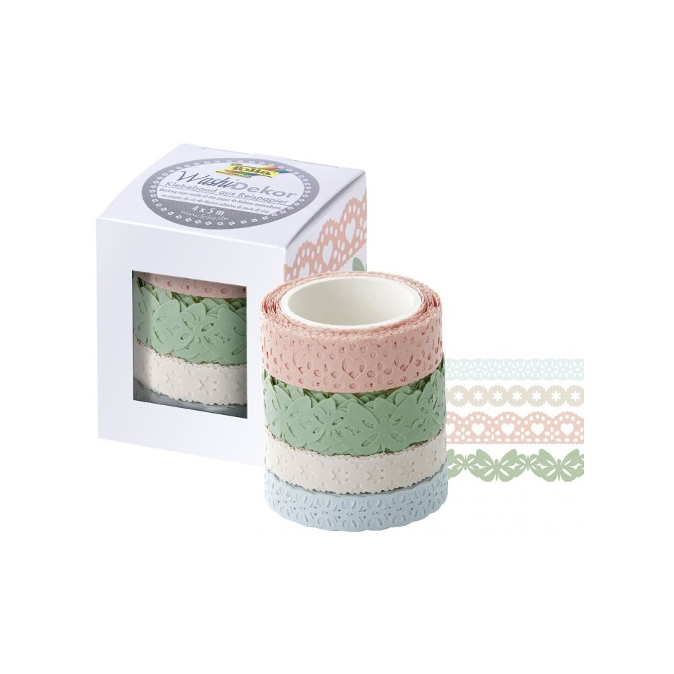 Washi teip 4tk 10mm&15mmx5m pastellne