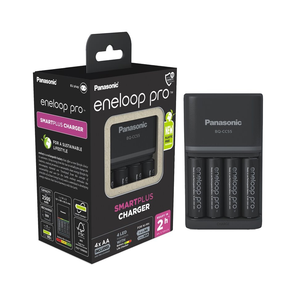 Akulaadija Eneloop Smart+4xAA 2500mAh