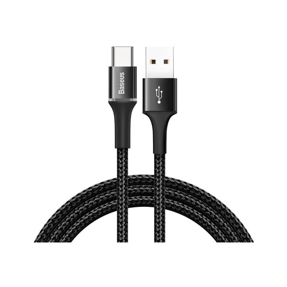 Kaabel USB-C Baseus HALO 3A 1m LED Black