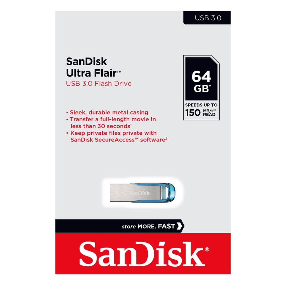 Mälupulk 64GB Sandisk Ultra Flair blue