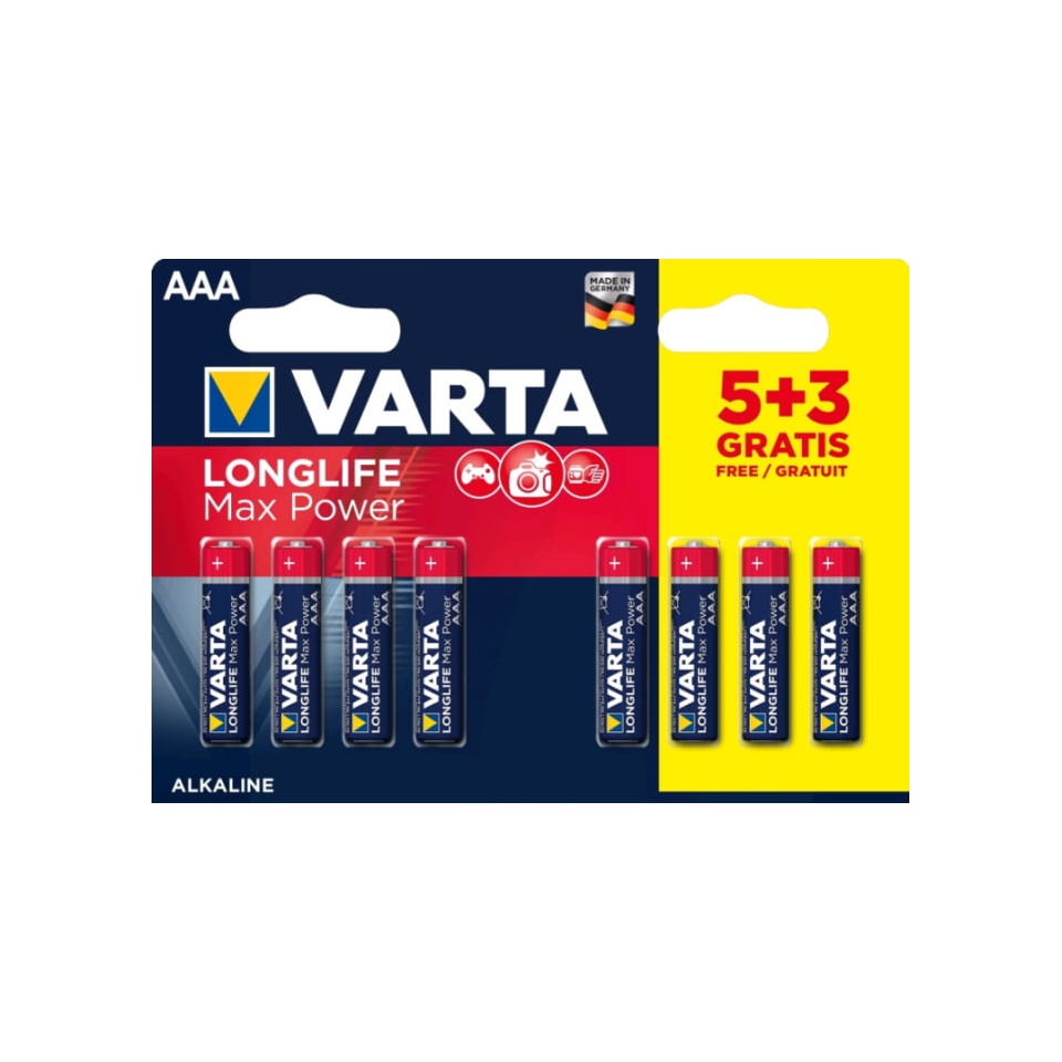 Patarei  AAA LR03 Varta MaxTech 5+3tk