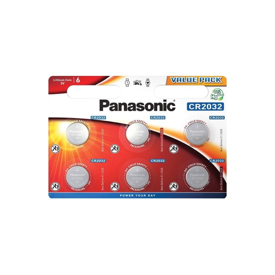 Patarei CR2032 3V Panasonic 6tk