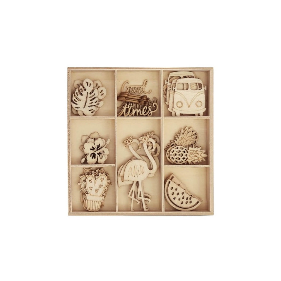 Puidust ornamendid 40tk/pk Flamingo