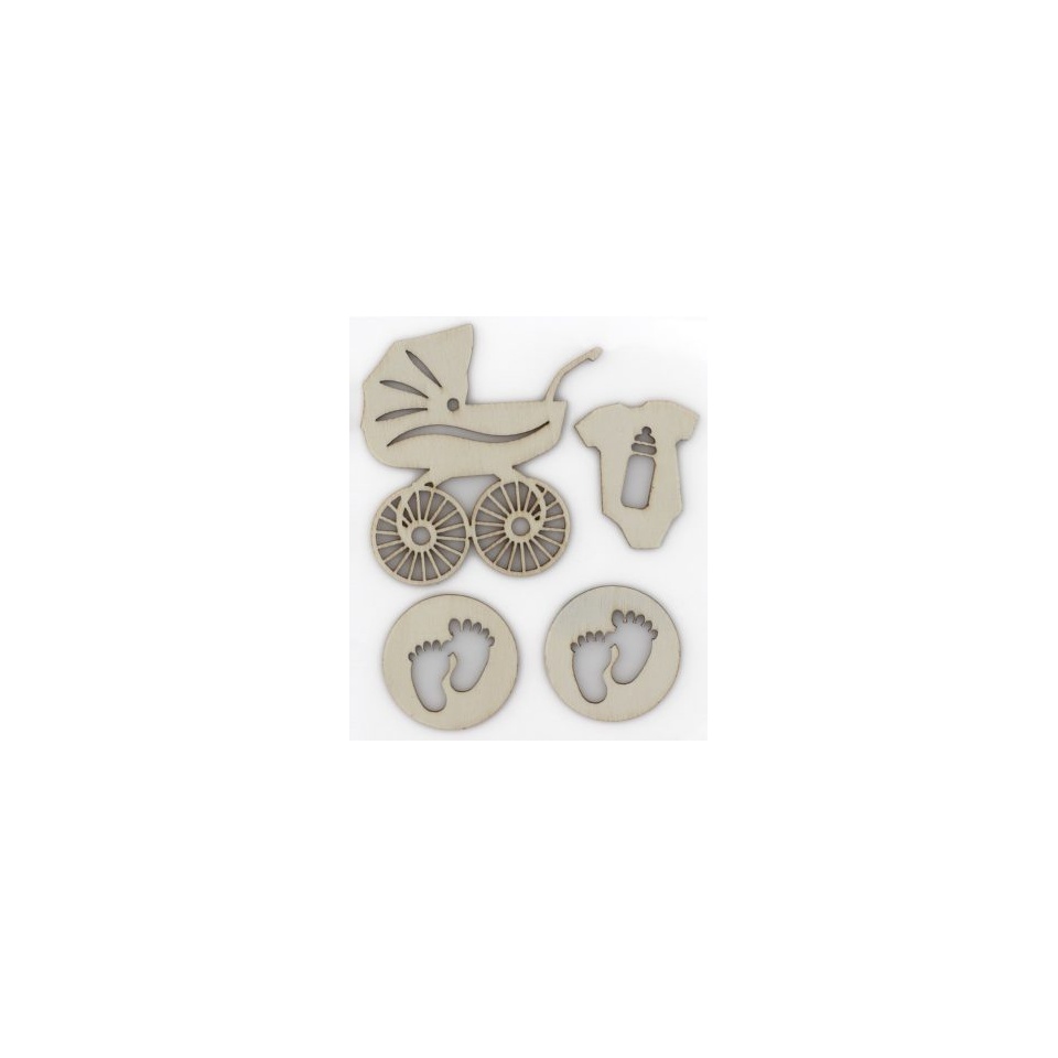 Puidust ornamendid 4tk/pk BABYSHOWER