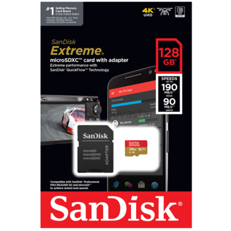 Mälukaart 128GB Sandisk Extreme 4K U3