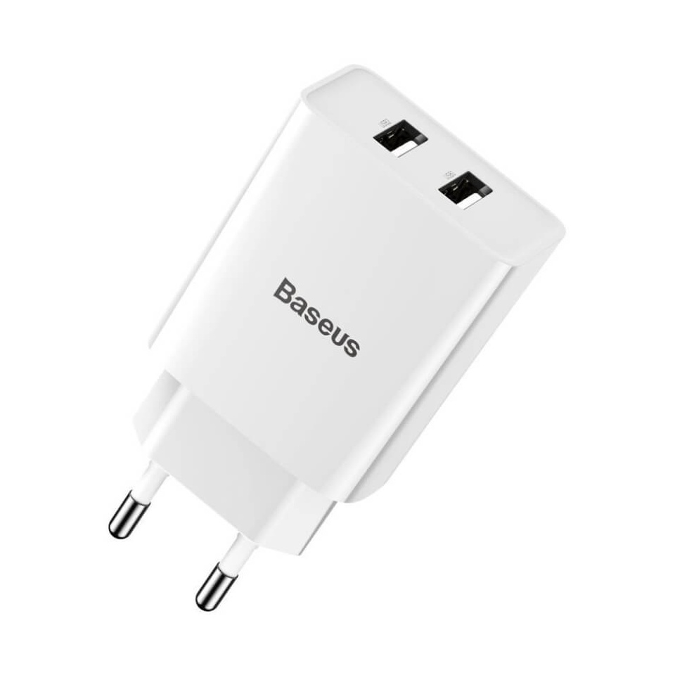 Toalaadija 2xUSB 10,5W Baseus White