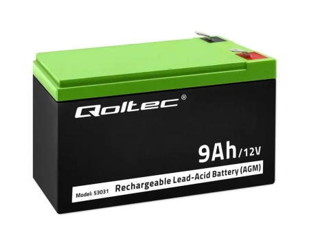 Aku 12V 9Ah T2 Qoltec AGM