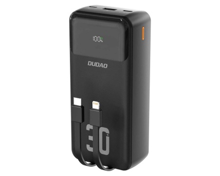  Akupank 30000mAh Dudao 22,5W sisseehitatud kaablitega