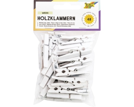 Puidust pesulõksud 48tk 3suurust- valged