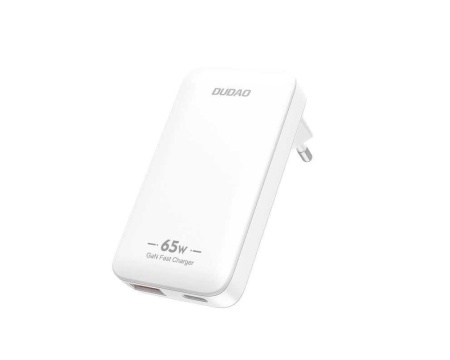 Toalaadija USB-A/USB-C GaN 65W Dudao, valge