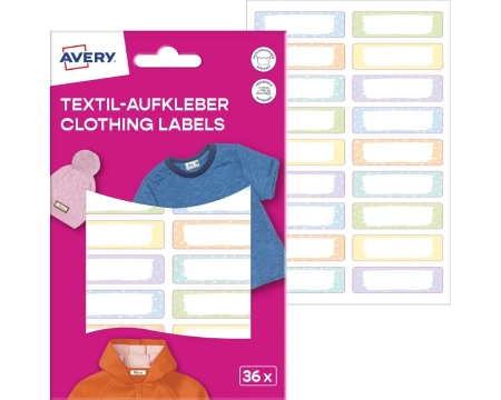 Veekindlad etiketid riietele 36tk pastell 45x13