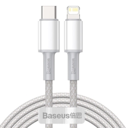 Kaabel USB-C to Lightning Baseus 2m, valge