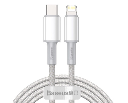 Kaabel USB-C to Lightning Baseus 2m, valge