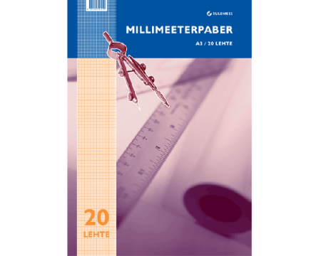 Millimeetripaber A3 20lehte, liimplokk