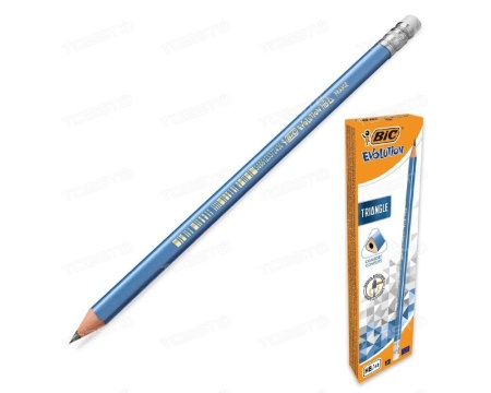 Harilik pliiats HB BIC kolmetahuline+ kustukumm