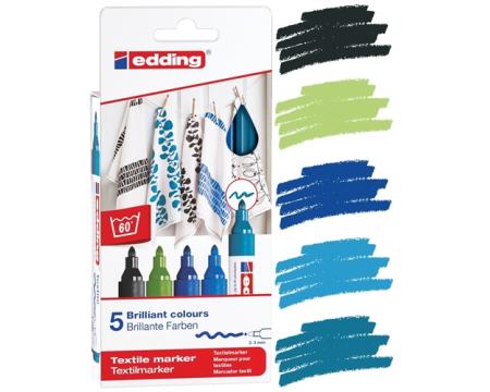 Tekstiilimarker Edding 2-3mm 5tk COLD