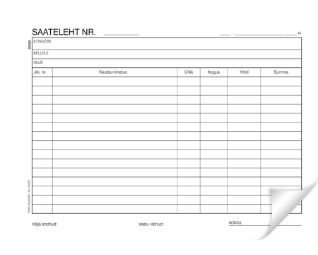 Blankett Saateleht A5 laiuti isekop 100L