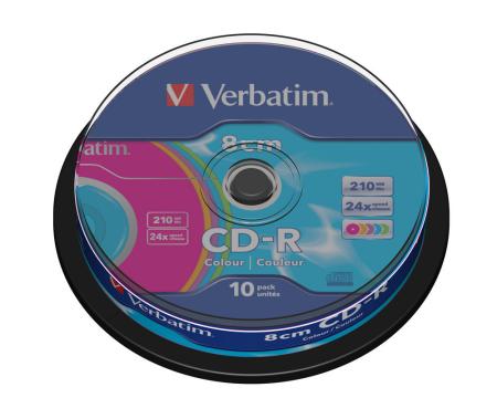 CD-R Verbatim 210MB 24x 8cm 10tk/pk Colo