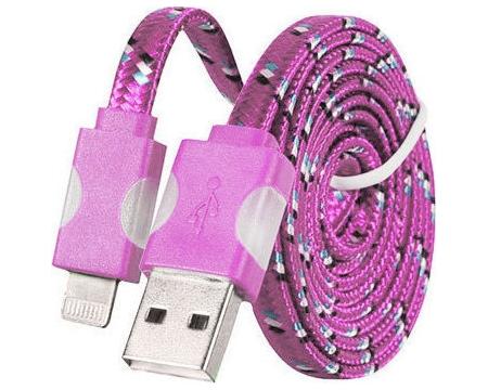 Kaabel iPhone 5,6,7,8,X Nylon LED Pink