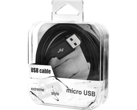 Kaabel microUSB-USB Braided Strong Black