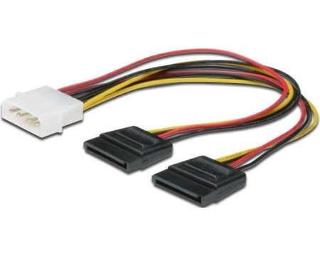 Kaabel molex toite 4pin to 2x Sata 15pin