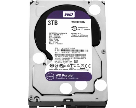 Kõvaketas 3TB WD Purple 5400rpm 64MB
