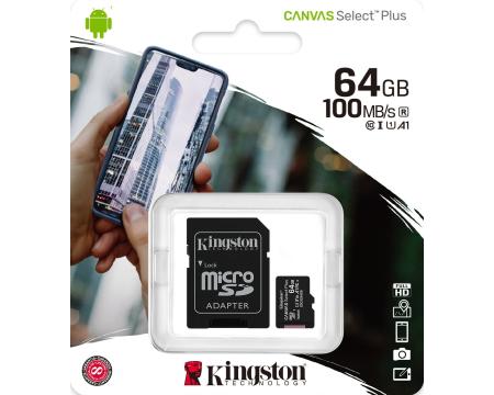 Mälukaart 64GB MicroSD KingstonC10 100MB