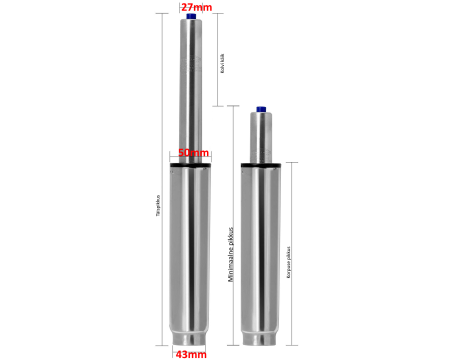 Tooli amortisaator D330 500-720mm chrome