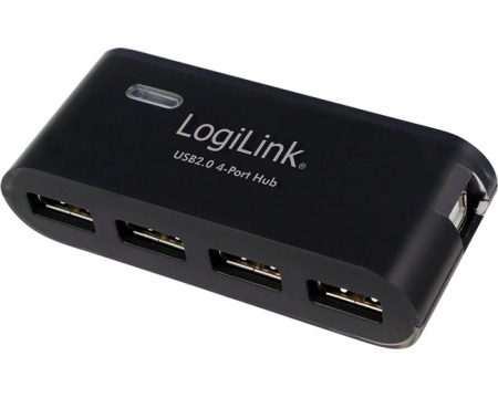 USB HUB 4 porti+toiteplokk Logilink must