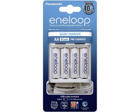 Akulaadija Eneloop +4xAA 1900mAh akut