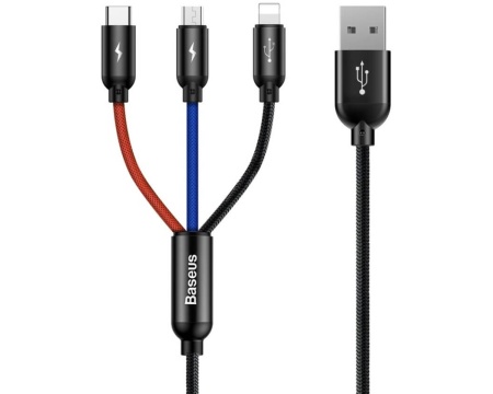 Kaabel 3in1 Baseus USB-C / Lightning   /MicroUSB   0,3m