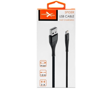 Kaabel iPhone Braided Strong Spider Bl