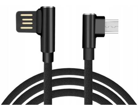 Kaabel microUSB-USB nurgaga 120cm must