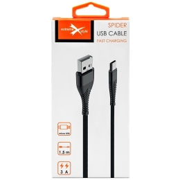 Kaabel microUSB Braided Strong Spider Bl