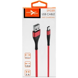 Kaabel USB-C Braided Strong Spider Red