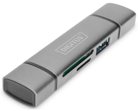 Mälukaardilugeja USB-C/USB SD+MicDigitus