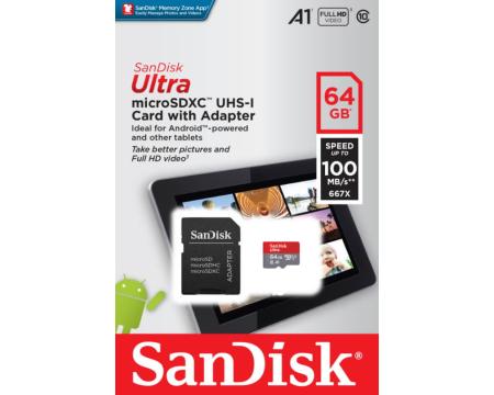 Mälukaart 64GB Sandisk Ultra  C10+adapte