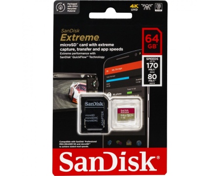 Mälukaart 64GB Sandisk Extreme 4K U3