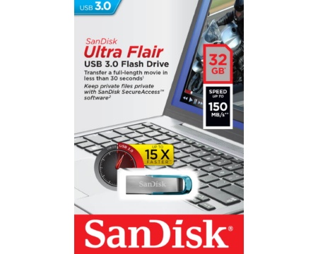 Mälupulk 32GB Sandisk Ultra Flair sinine