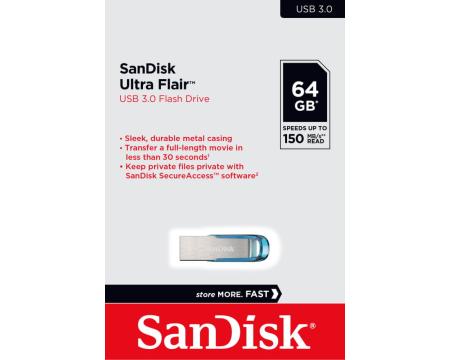 Mälupulk 64GB Sandisk Ultra Flair blue