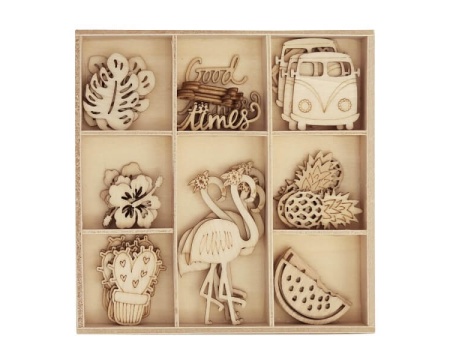 Puidust ornamendid 40tk/pk Flamingo