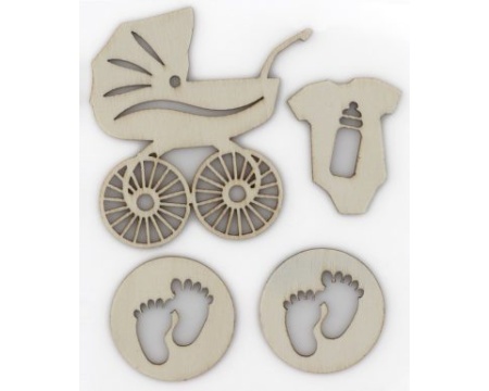 Puidust ornamendid 4tk/pk BABYSHOWER