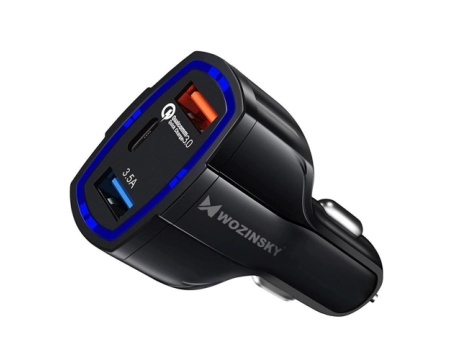 Autolaadija 2xUSB&USB-C QC3.0 Wozinsky