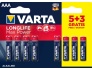 Patarei  AAA LR03 Varta MaxTech 5+3tk